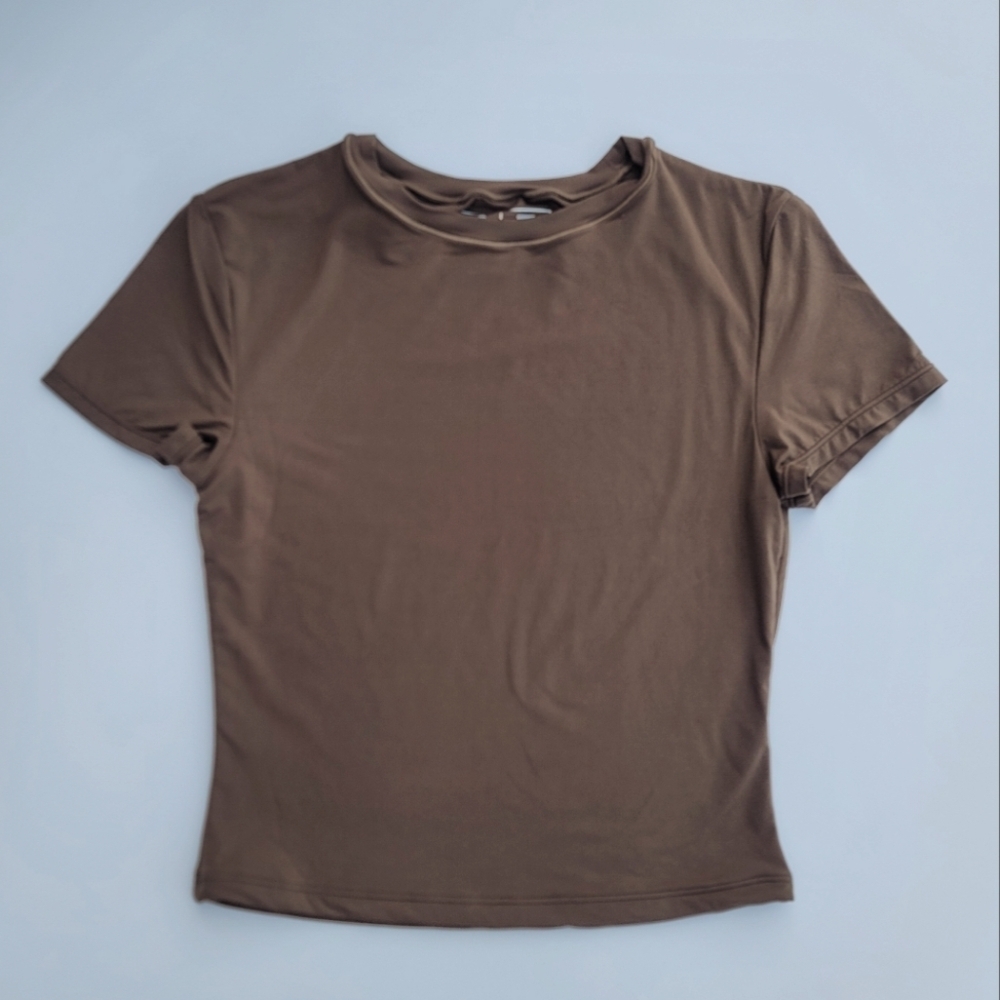 Pedigree ButterSoft Baby Tee Crop Top | Brown